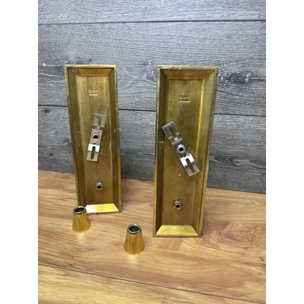 VTG Baldwin Solid Brass Wall Sconces - Horn Motif Single Candle 11